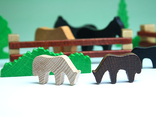 木のおもちゃ カルテット / 【風景模型】寄木「馬とくるま」|デュシマ 