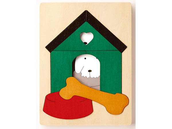 木のおもちゃ カルテット / ジョージラック 2重パズル・いぬ小屋|Hape社(ドイツ)