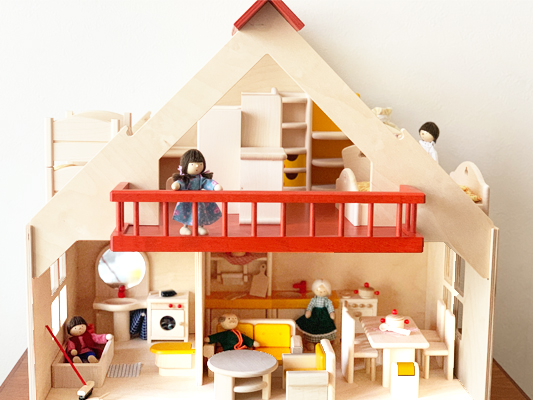 木のおもちゃ カルテット / ドールハウス用ミニチュア人形-6人家族 